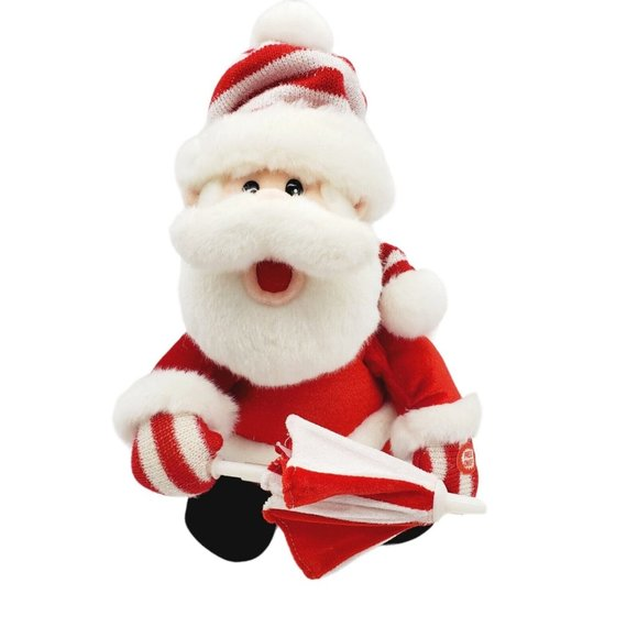 T.L.‎ Toys Signing Plush Stuffed Santa Umbrella, "Singing in the Snow" Animated - Picture 1 of 6